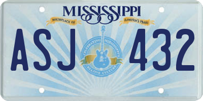 MS license plate ASJ432