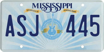 MS license plate ASJ445