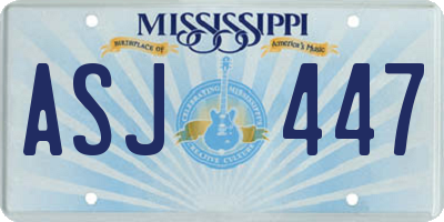 MS license plate ASJ447