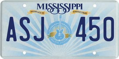 MS license plate ASJ450