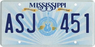 MS license plate ASJ451