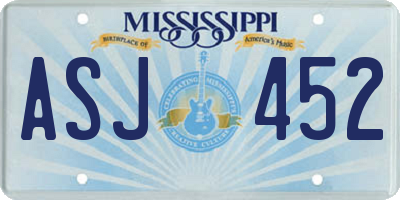 MS license plate ASJ452