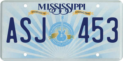 MS license plate ASJ453