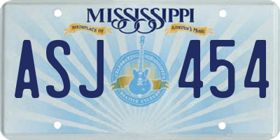 MS license plate ASJ454