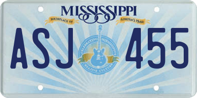 MS license plate ASJ455