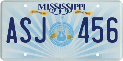 MS license plate ASJ456