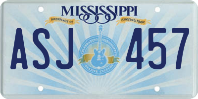 MS license plate ASJ457