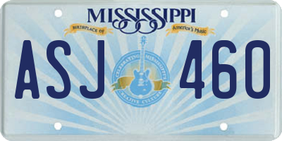 MS license plate ASJ460