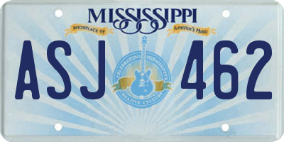 MS license plate ASJ462