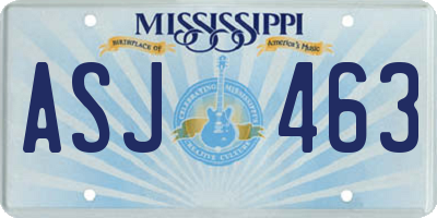 MS license plate ASJ463