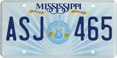 MS license plate ASJ465
