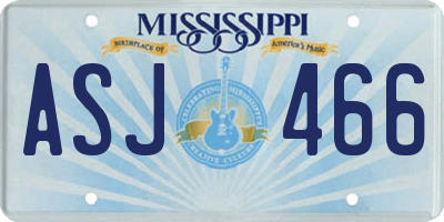 MS license plate ASJ466