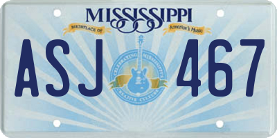 MS license plate ASJ467