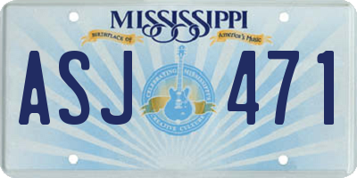 MS license plate ASJ471