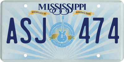 MS license plate ASJ474