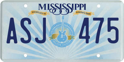 MS license plate ASJ475