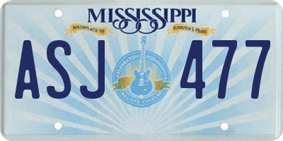 MS license plate ASJ477