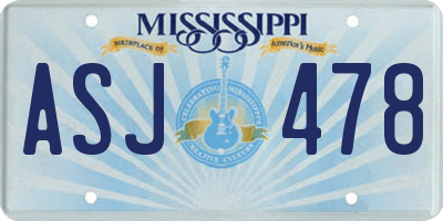 MS license plate ASJ478