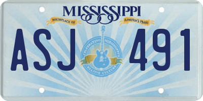 MS license plate ASJ491