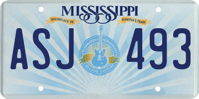 MS license plate ASJ493