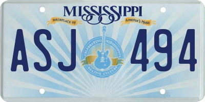 MS license plate ASJ494