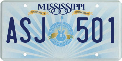 MS license plate ASJ501
