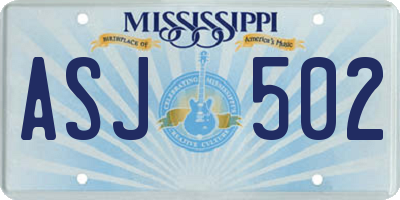 MS license plate ASJ502