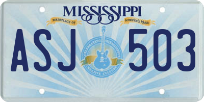 MS license plate ASJ503