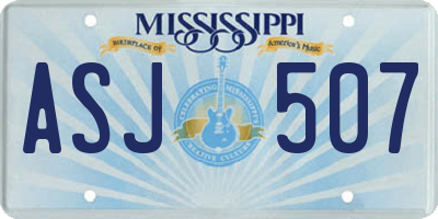 MS license plate ASJ507