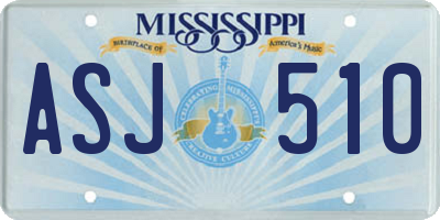 MS license plate ASJ510