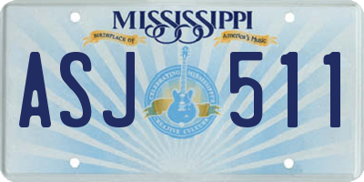 MS license plate ASJ511