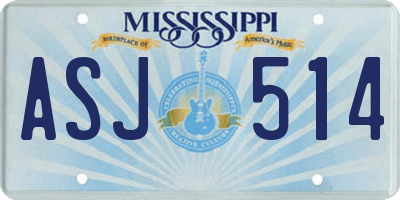 MS license plate ASJ514