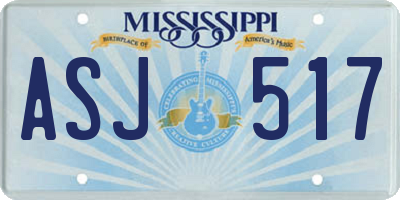 MS license plate ASJ517