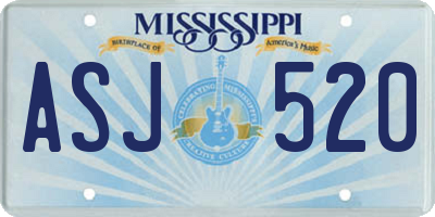 MS license plate ASJ520