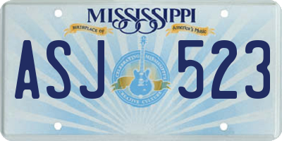 MS license plate ASJ523