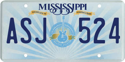 MS license plate ASJ524