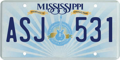 MS license plate ASJ531
