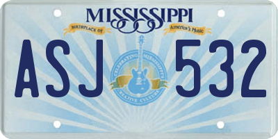 MS license plate ASJ532
