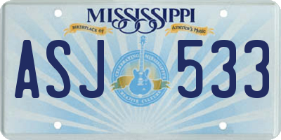 MS license plate ASJ533