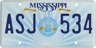 MS license plate ASJ534