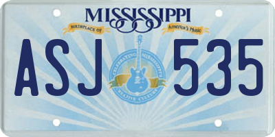 MS license plate ASJ535