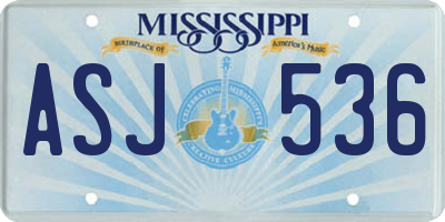 MS license plate ASJ536