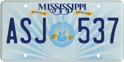 MS license plate ASJ537