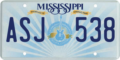 MS license plate ASJ538