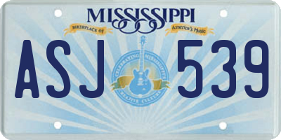 MS license plate ASJ539