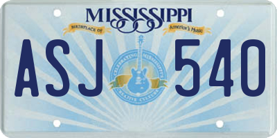 MS license plate ASJ540