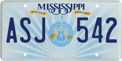 MS license plate ASJ542