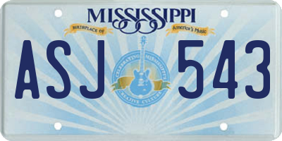 MS license plate ASJ543