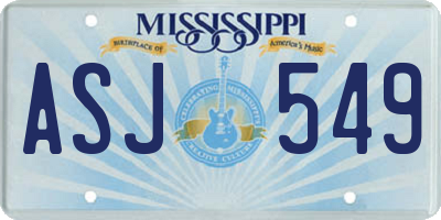 MS license plate ASJ549