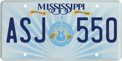 MS license plate ASJ550